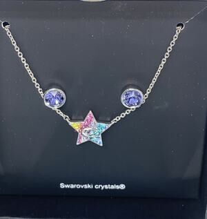 Coach Swarovski Crystal Star Necklace Earrings Gift Set Silver Tone New